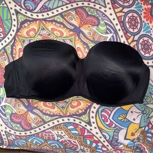 Soma Starlet Strapless Bra 40C Light Push Up Lined Underwire Black (no straps)